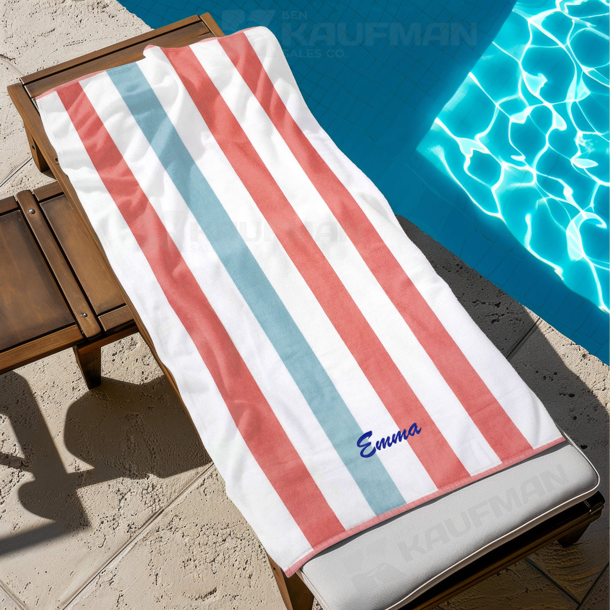Kaufman Personalized Velour Stripe Beach Towels, 100% Cotton, Oversized 35" x 70"