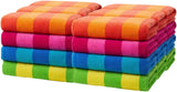 Soft Oversized Beach Towels in Bulk | 30" x 60" Velour Striped Beach Towels | Absorbent, Quick-Drying | 100% Cotton Thick Beach Towels (12 Pack)