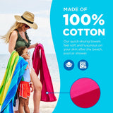 Soft Oversized Beach Towels in Bulk | 30" x 60" Velour Striped Beach Towels | Absorbent, Quick-Drying | 100% Cotton Thick Beach Towels (12 Pack)