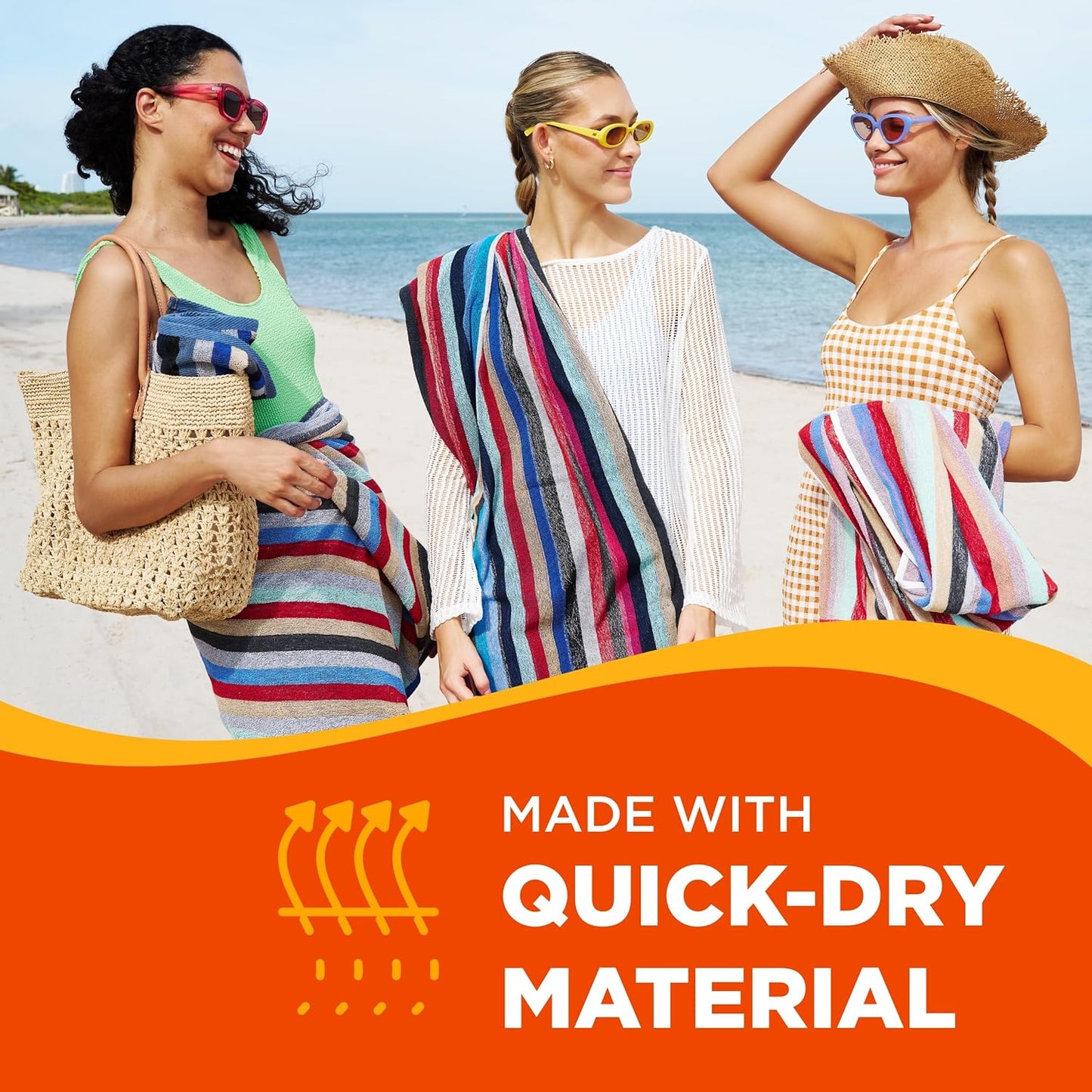 Colored Classic Multi-Color Stripe Towel - Oversized Towel for Beach & Pool - Soft & Absorbent Towels for Versatile Use - Large Cotton Towel for Adults & Kids 30" x 60" - 6 Pack