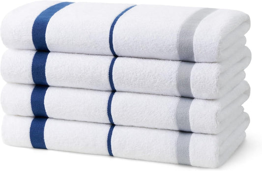 Well-maintained terry stripe beach towels by Ben Kaufman Sales Co