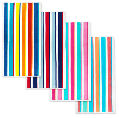 Joey Velour Stripe Beach Towels