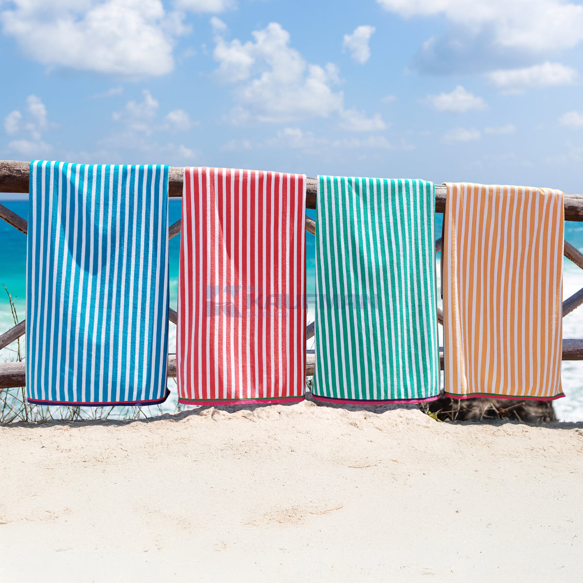 Racing Velour Cabana Stripe Beach Towels