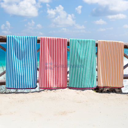 Racing Velour Cabana Stripe Beach Towels