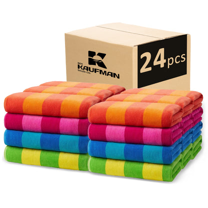Velour Two-Tone Stripe Beach Towels