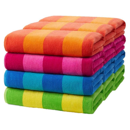 Velour Two-Tone Stripe Beach Towels