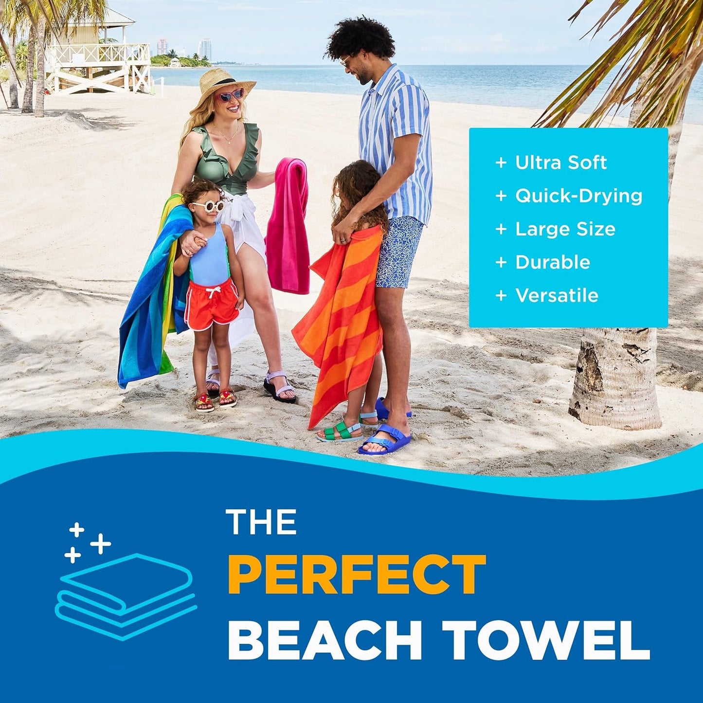 Velour Two-Tone Stripe Beach Towels
