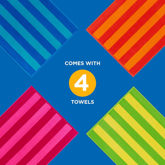 Velour Two-Tone Stripe Beach Towels