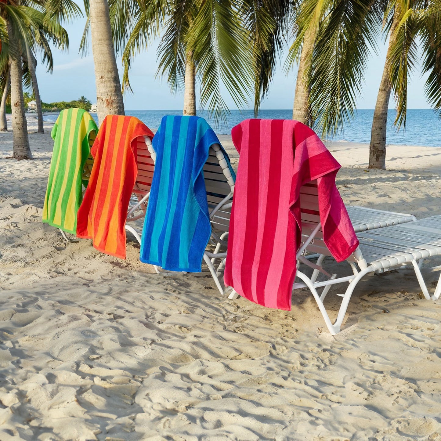 Velour Two-Tone Stripe Beach Towels