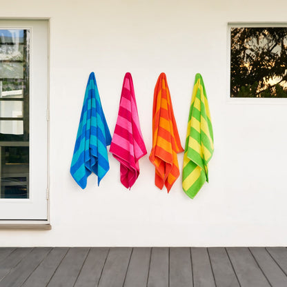 Velour Two-Tone Stripe Beach Towels