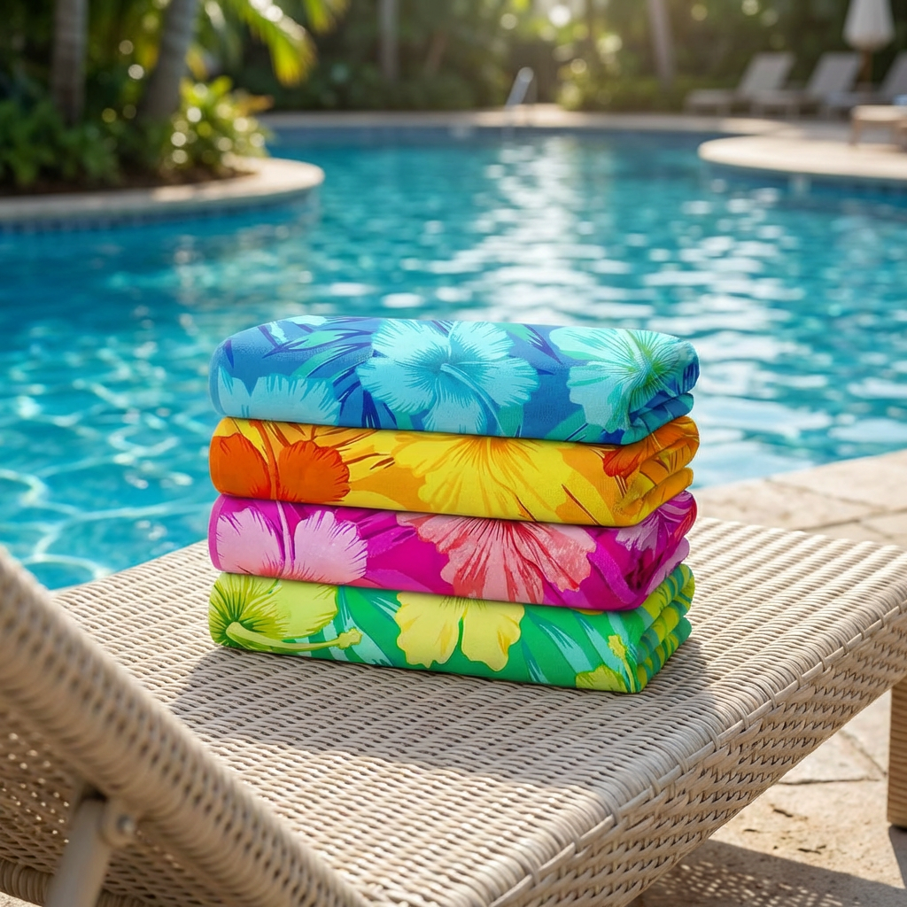 Colorful Hibiscus Printed Terry Beach Towels