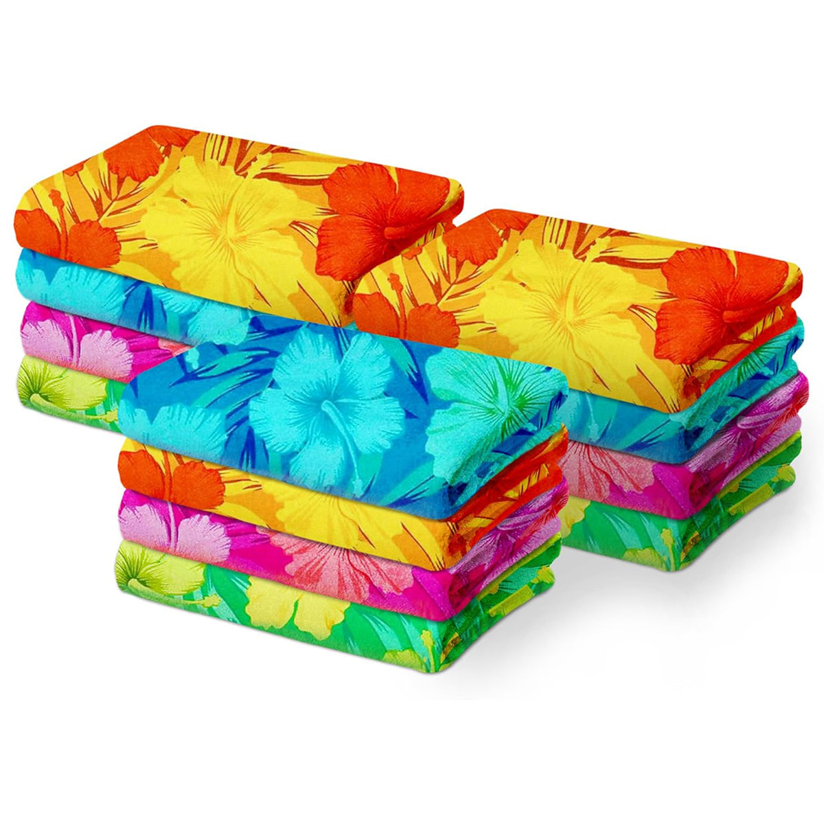 Colorful Hibiscus Printed Terry Beach Towels