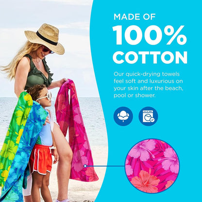 Colorful Hibiscus Printed Terry Beach Towels