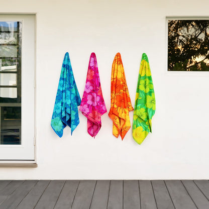Colorful Hibiscus Printed Terry Beach Towels