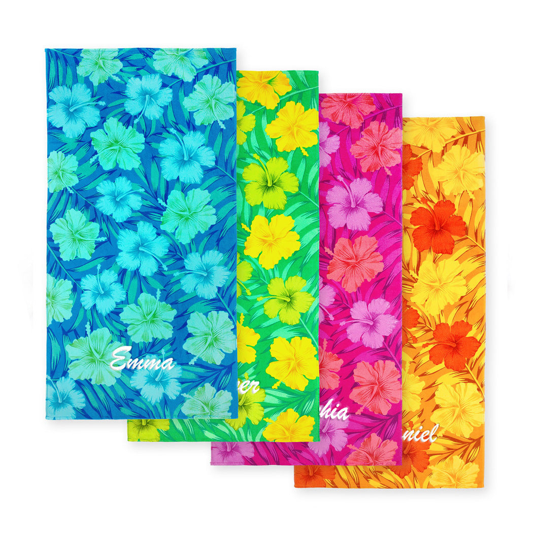Colorful Hibiscus Printed Terry Beach Towels