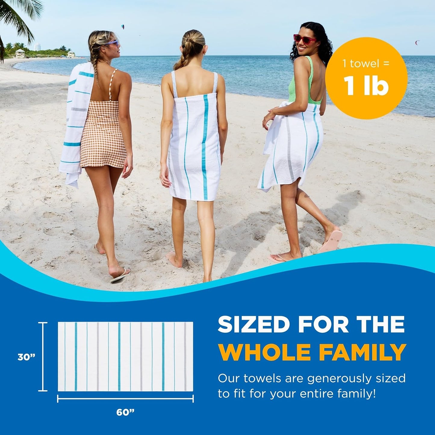 Sailor Stripes Turquoise Terry Beach Towels