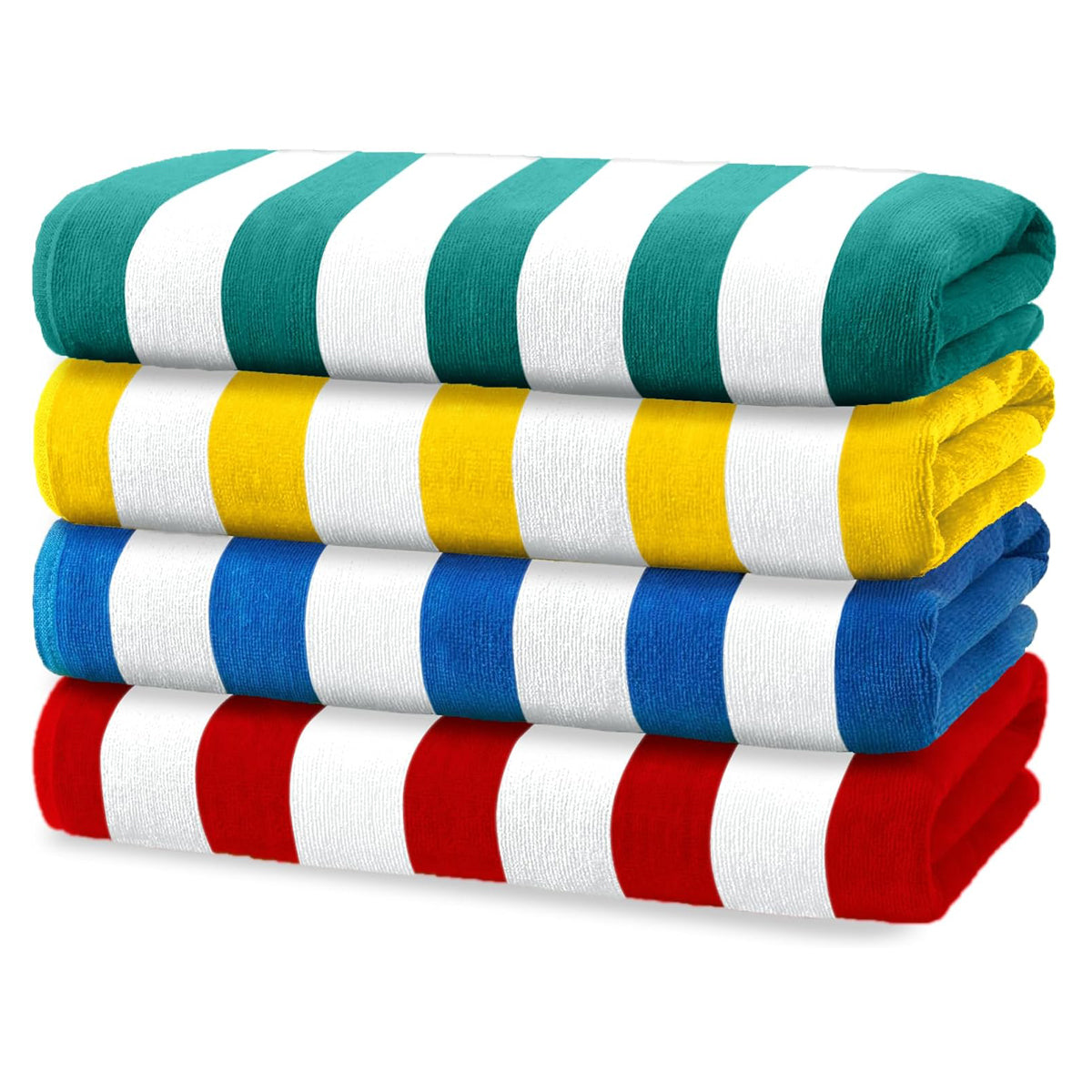 Velour White Cabana Stripe Beach Towels