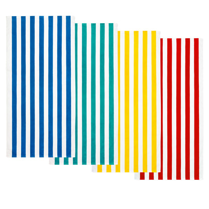 Velour White Cabana Stripe Beach Towels