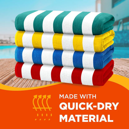 Velour White Cabana Stripe Beach Towels