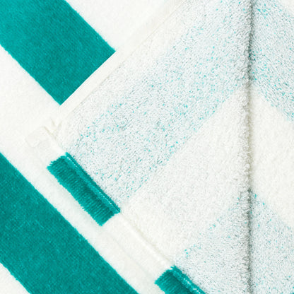 Velour White Cabana Stripe Beach Towels
