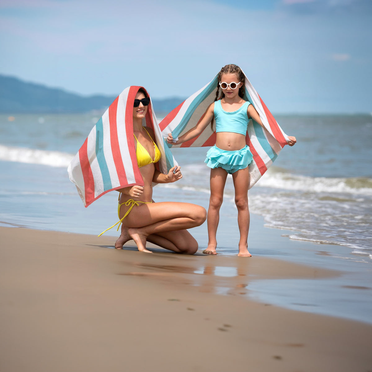 Kaufman Personalized Velour Stripe Beach Towels, 100% Cotton, Oversized 35" x 70"