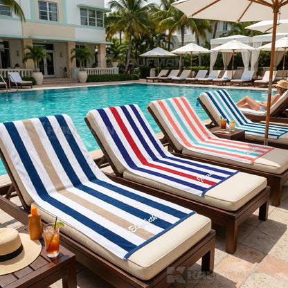 Kaufman Personalized Velour Stripe Beach Towels, 100% Cotton, Oversized 35" x 70"