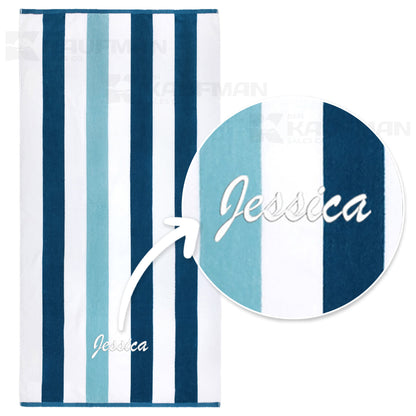 Kaufman Personalized Velour Stripe Beach Towels, 100% Cotton, Oversized 35" x 70"