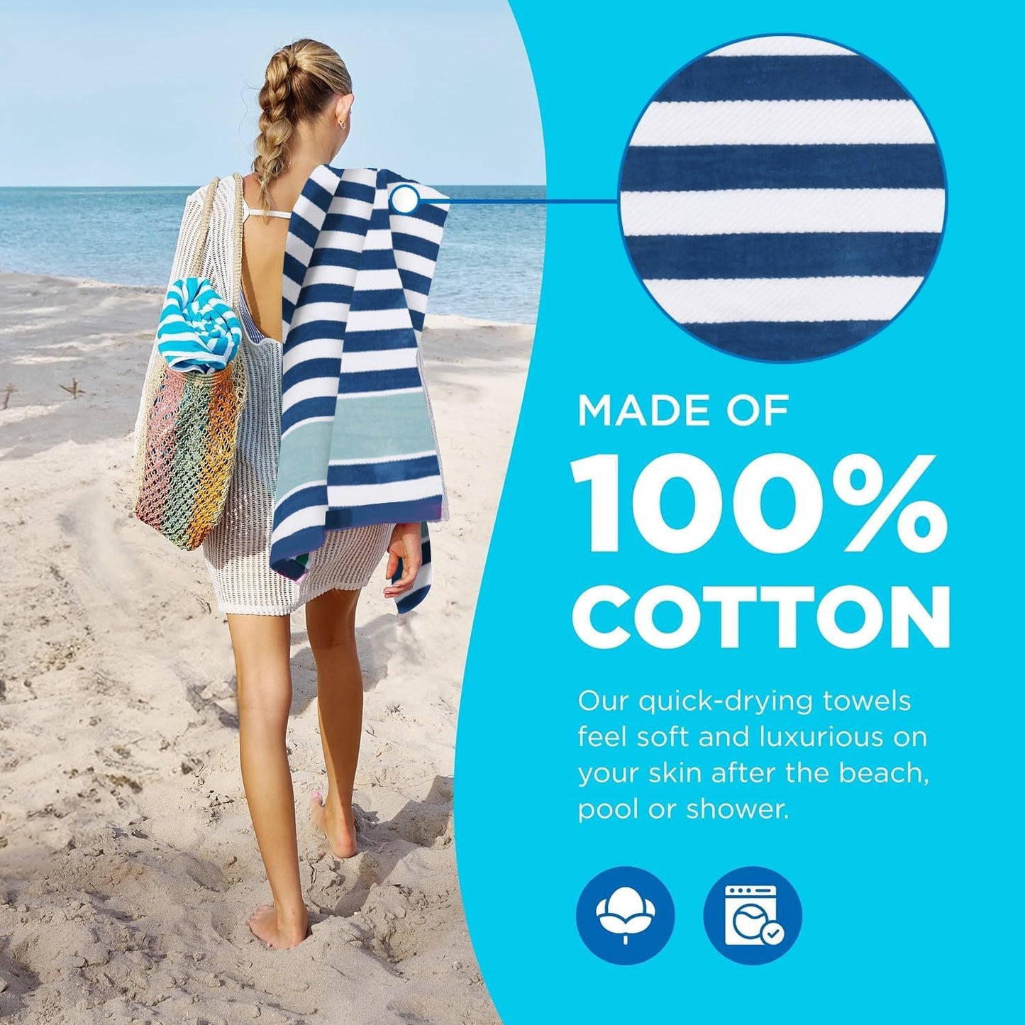 Velour Texture Cabana Stripe Beach Towels