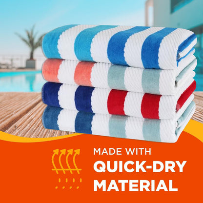 Velour Texture Cabana Stripe Beach Towels