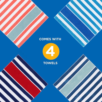 Velour Texture Cabana Stripe Beach Towels