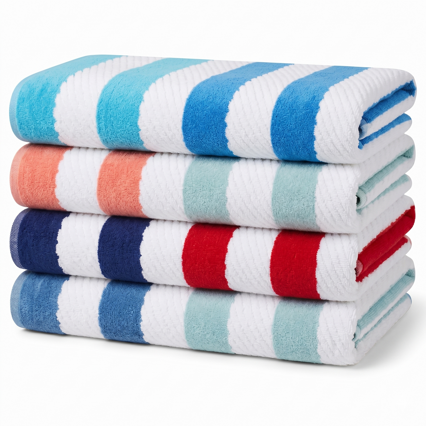Velour Texture Cabana Stripe Beach Towels