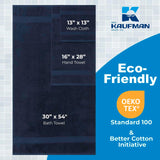 Luxury 100% Cotton Towels | 6 Piece Bath Towel Set | 2 Bath Towels (54 in x 30 in), 2 Hand Towels (16 x 28), 2 Washcloths (13 x 13) | Soft, Absorbent Towels for Bathroom