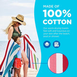 Large Beach Towels | 30" x 60" Terry Cabana Striped Beach Towels | Absorbent, Quick-Drying | 100% Cotton Thick Beach Towels (4 Pack)