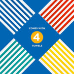 Bright Colored Beach Towels | 100% Cotton Oversized Large Beach Towel | Cabana Striped Towels for Beach/Pool/Hot Tub | Lightweight Velour Beach Towels Set | 30" x 60" | 4 Pack