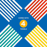 Bright Colored Beach Towels | 100% Cotton Oversized Large Beach Towel | Cabana Striped Towels for Beach/Pool/Hot Tub | Lightweight Velour Beach Towels Set | 30" x 60" | 4 Pack