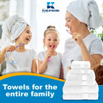 Luxury 100% Cotton Towels | 6 Piece Bath Towel Set | 2 Bath Towels (54 in x 30 in), 2 Hand Towels (16 x 28), 2 Washcloths (13 x 13) | Soft, Absorbent Towels for Bathroom