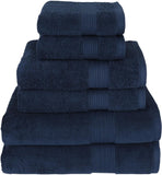 Luxury 100% Cotton Towels | 6 Piece Bath Towel Set | 2 Bath Towels (54 in x 30 in), 2 Hand Towels (16 x 28), 2 Washcloths (13 x 13) | Soft, Absorbent Towels for Bathroom