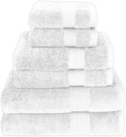 Luxury 100% Cotton Towels | 6 Piece Bath Towel Set | 2 Bath Towels (54 in x 30 in), 2 Hand Towels (16 x 28), 2 Washcloths (13 x 13) | Soft, Absorbent Towels for Bathroom