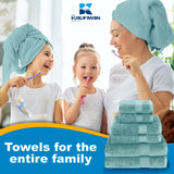 Luxury 100% Cotton Towels | 6 Piece Bath Towel Set | 2 Bath Towels (54 in x 30 in), 2 Hand Towels (16 x 28), 2 Washcloths (13 x 13) | Soft, Absorbent Towels for Bathroom