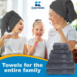 Luxury 100% Cotton Towels | 6 Piece Bath Towel Set | 2 Bath Towels (54 in x 30 in), 2 Hand Towels (16 x 28), 2 Washcloths (13 x 13) | Soft, Absorbent Towels for Bathroom