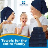 Luxury 100% Cotton Towels | 6 Piece Bath Towel Set | 2 Bath Towels (54 in x 30 in), 2 Hand Towels (16 x 28), 2 Washcloths (13 x 13) | Soft, Absorbent Towels for Bathroom