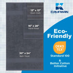 Luxury 100% Cotton Towels | 6 Piece Bath Towel Set | 2 Bath Towels (54 in x 30 in), 2 Hand Towels (16 x 28), 2 Washcloths (13 x 13) | Soft, Absorbent Towels for Bathroom