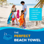 Colorful Hibiscus Beach Towels | 100% Cotton with Ends Hemmed | 30" x 60" | Colorful Soft & Absorbent Pool Towels for Adults and Kids | Fiber Reactive | 4 Pack