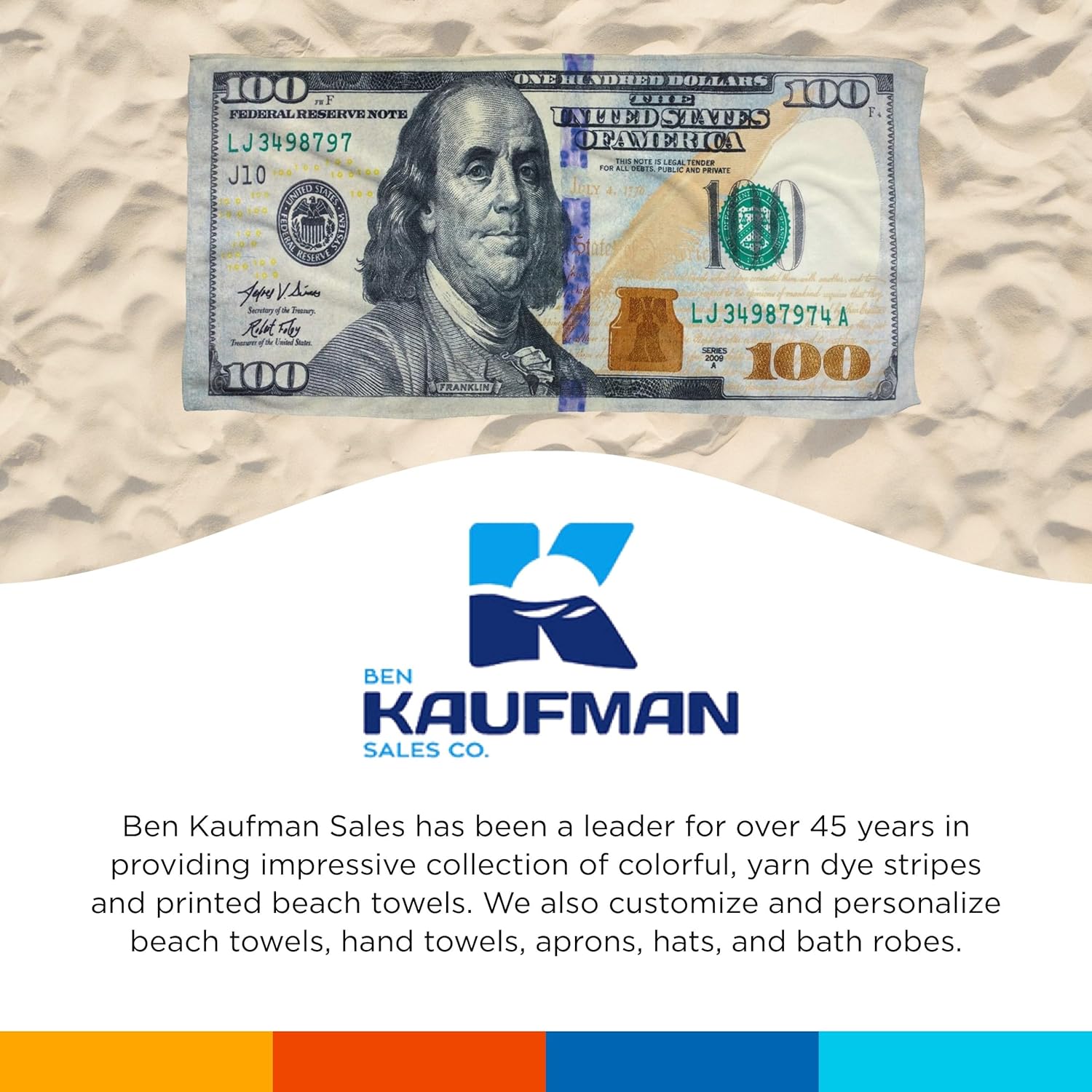 Kaufman Oversized Printed Beach Towels (Pack 2)