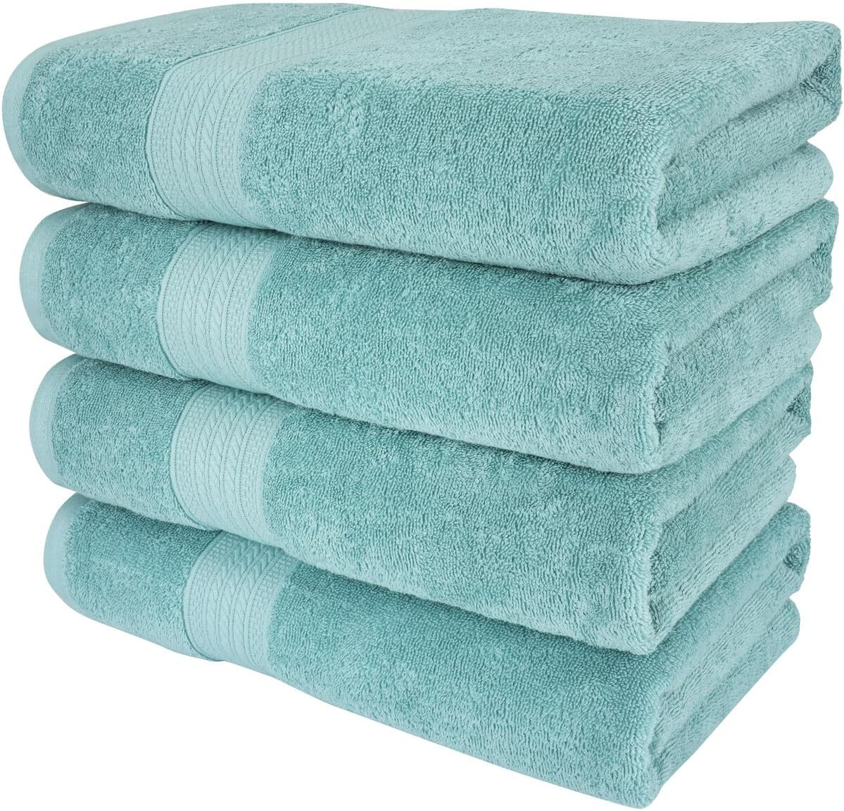 4 Piece 100% Cotton Bath Towel Set | 54 x 30 in | 4 Luxury Bath Towels | Highly Absorbent & Quick Dry Towel | Thick & Soft Premium Bath Towels for Bathroom