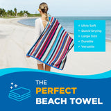 Colored Classic Multi-Color Stripe Towel - Oversized Towel for Beach & Pool - Soft & Absorbent Towels for Versatile Use - Large Cotton Towel for Adults & Kids 30" x 60" - 6 Pack