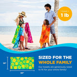 Colorful Hibiscus Beach Towels | 100% Cotton with Ends Hemmed | 30" x 60" | Colorful Soft & Absorbent Pool Towels for Adults and Kids | Fiber Reactive | 4 Pack