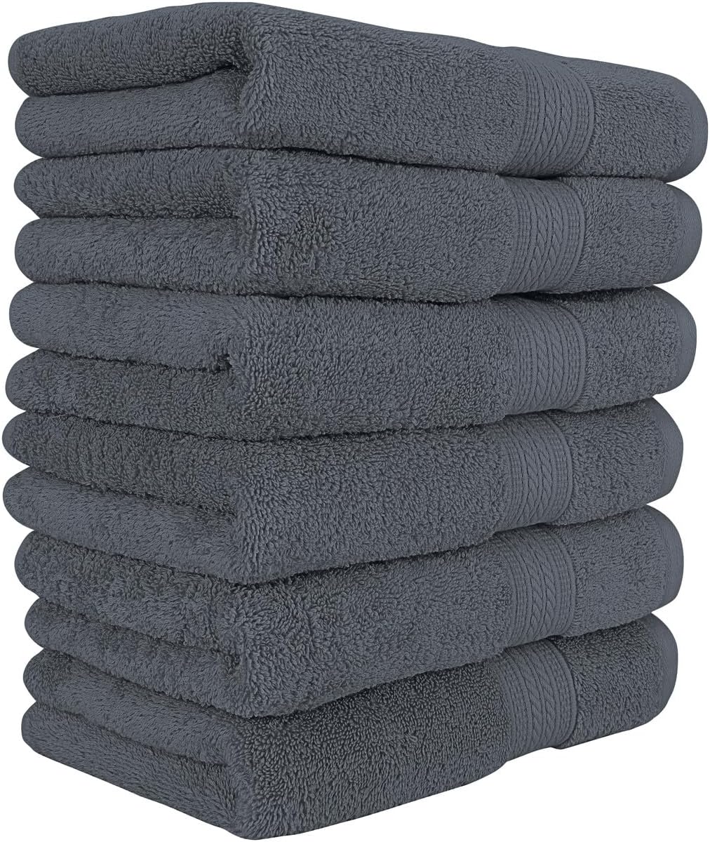 6-Piece Luxury Hand Towel Set | 16 x 28 in | 6 Plush Hand Towels for Bathroom | Ultra Soft & Highly Absorbent 100% Cotton Hand Towels for Bathroom