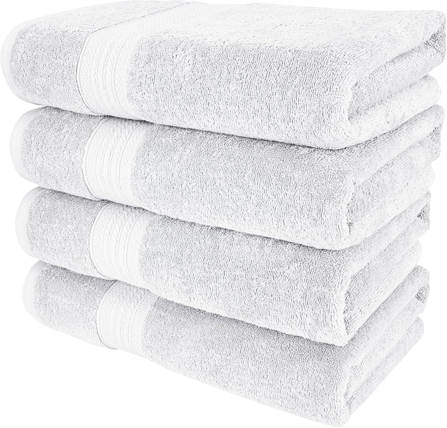 4 Piece 100% Cotton Bath Towel Set | 54 x 30 in | 4 Luxury Bath Towels | Highly Absorbent & Quick Dry Towel | Thick & Soft Premium Bath Towels for Bathroom