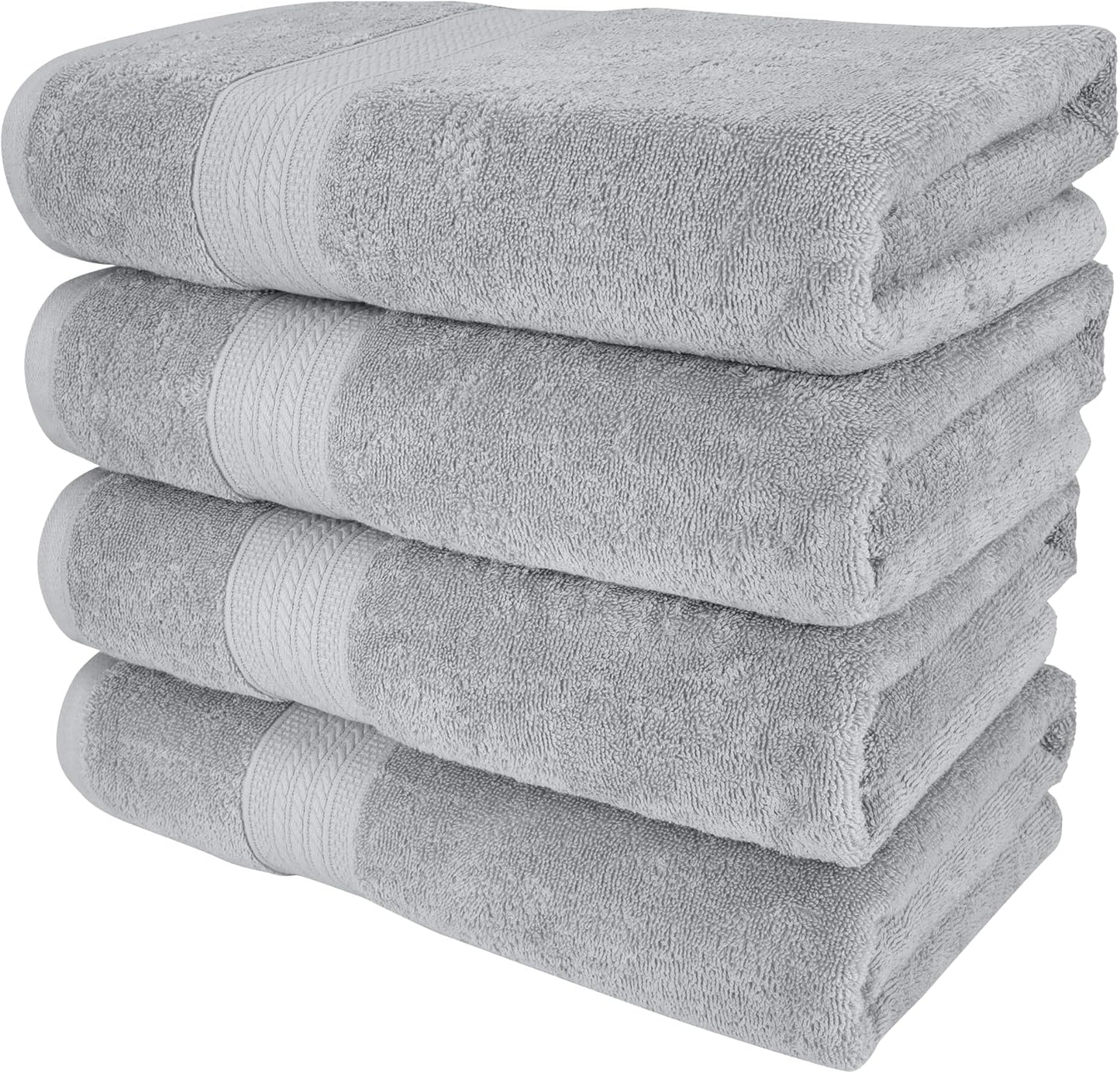 4 Piece 100% Cotton Bath Towel Set | 54 x 30 in | 4 Luxury Bath Towels | Highly Absorbent & Quick Dry Towel | Thick & Soft Premium Bath Towels for Bathroom